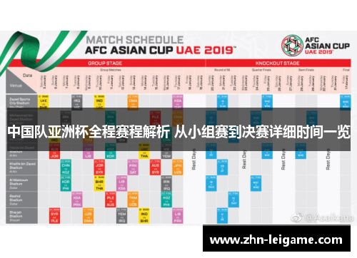 中国队亚洲杯全程赛程解析 从小组赛到决赛详细时间一览
