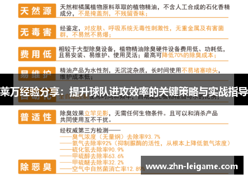 莱万经验分享：提升球队进攻效率的关键策略与实战指导